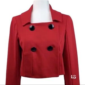 ⚫️ ADRIENNE VITTADINI Womens Cropped Jacket Size 6 Red with Black Buttons​